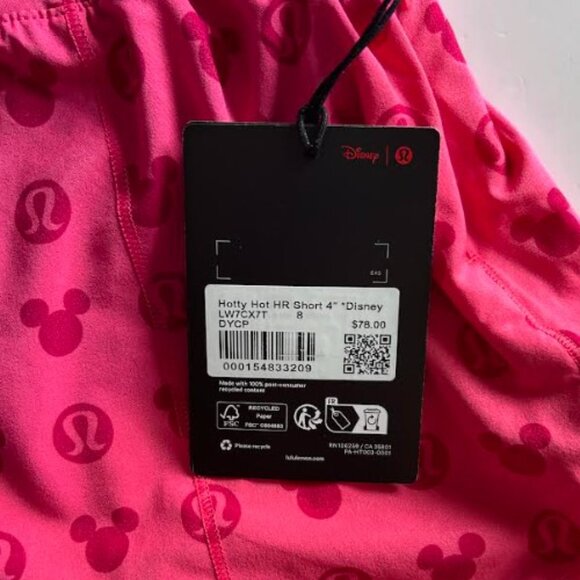 Lululemon Disney x lululemon Hotty Hot High-Rise Short 4" Disney Classic Pink 8 - Picture 10 of 11